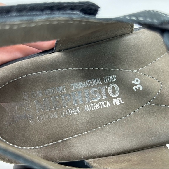 Mephisto Parfolia Black Leather Slingback Comfort Wedge Sandals Size 36 - Picture 14 of 15